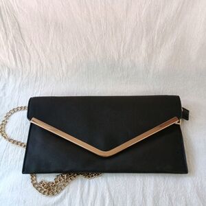 Elegant Black Clutch with Gold Accent